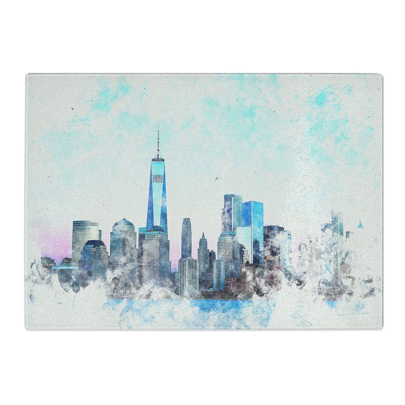 Tempered Glass Freedom Tower and New York City Chopping Board, 20 cm x 28.5 cm
