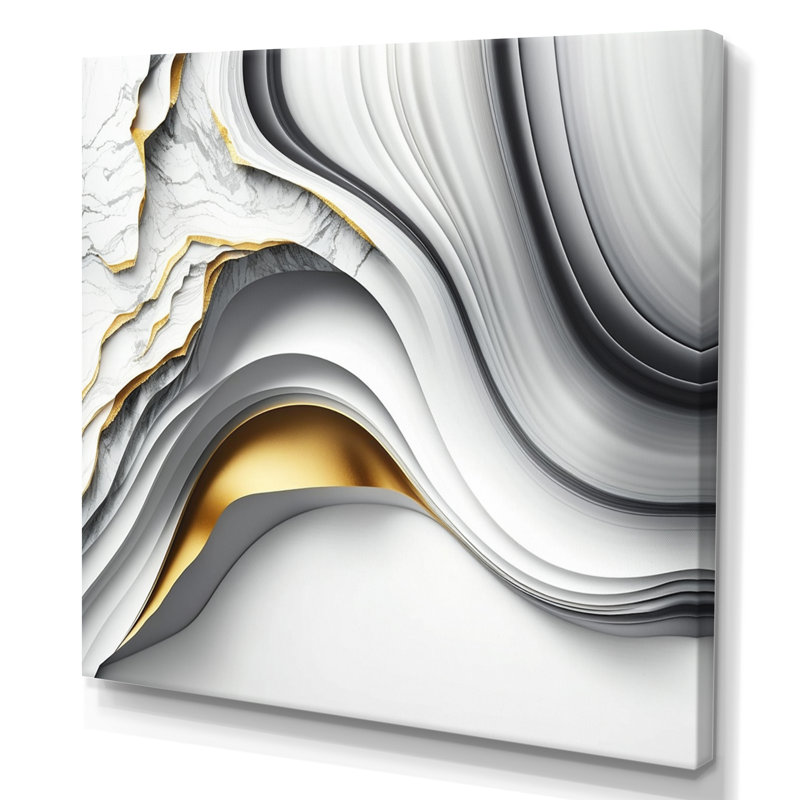 «Abstract Geode Waves Grey I», reproduction sur toile, H 30 po x l 30 po x P 1 po, Toile tendue