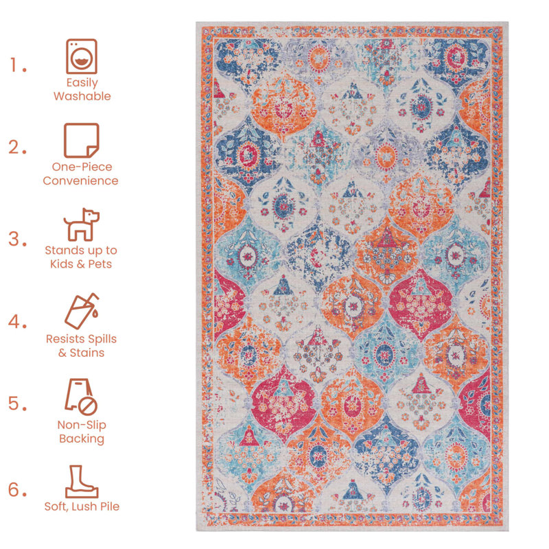 2X3 Cream Area Rug, Washable Area Rugs, Low-Pile, Non-Slip, Non-Shedding, Foldable, Kid&Pet Friendly, Area Rugs For Living Room, Bedroom, Kitchen, Dining Room Rug, Perfect Gifts, (Cream, 2' X 3')