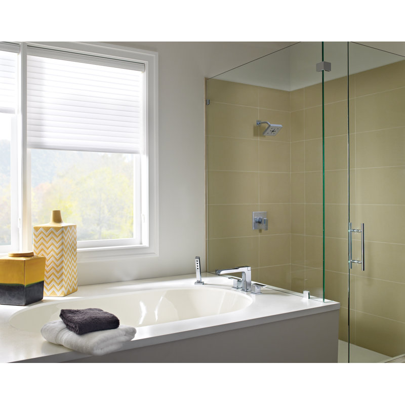 Ara Double Handle Deck Mounted Roman Tub Faucet Trim with Handshower, Chrome