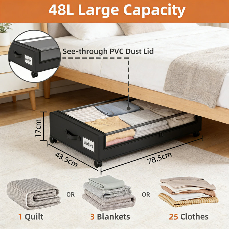 Beachcrest Home Fabric Underbed Storage