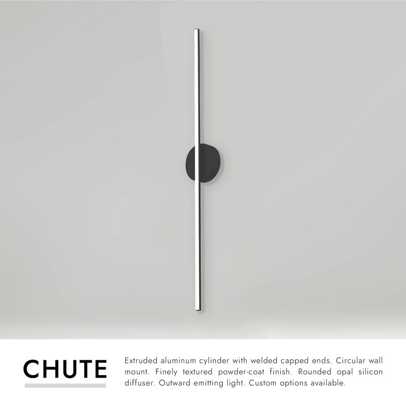 Chute 1 - Light LED Wallchiere, Black, 4.75" H x 47" W x 1.875" D