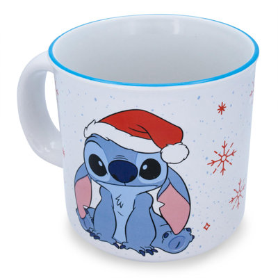 Tasse de camping en céramique avec chapeau de père Noël Disney Lilo & Stitch | Peut contenir 20 onces