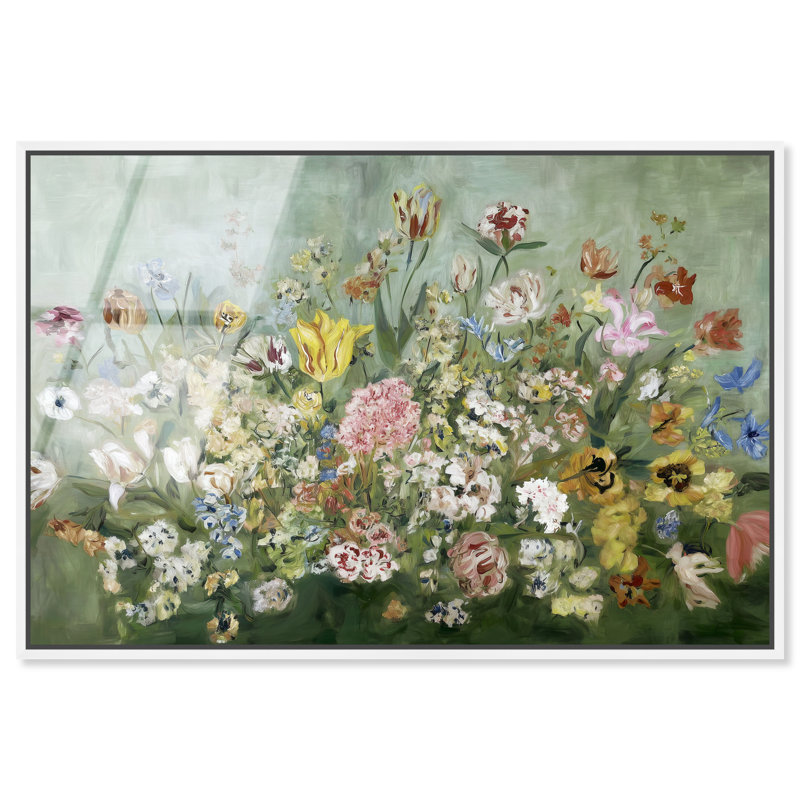 "Meadow coloré", reproduction d'art acrylique encadrée sur toile par Art Remedy, cadre blanc, 24 x 16, H 17 po x l 25 po
