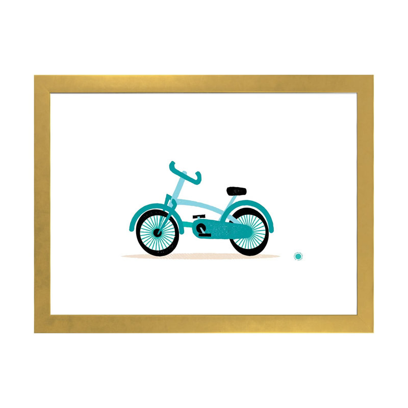 Vélo - imprimé, Blanc, H 16 po x l 24 po x P 1 po, Papier encadré doré