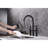 Matte Black Pull-Down Kitchen Tap - Exact Temperature And Flow Management, 360-Degree Rotating Nozzle, Brass Construction Bridge Style Faucet , Fine & Temp Spout, Solid