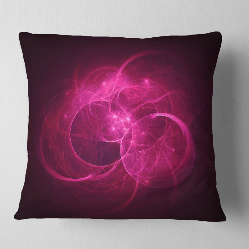 Cercles magenta brillant - coussin abstrait imprimé, 16 po x 1 po, Coussin décoratif