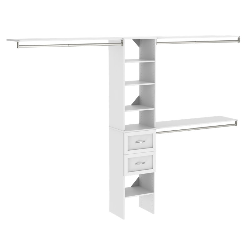 SuiteSymphony 77" W - 113" W Closet System with Drawers, Pure White