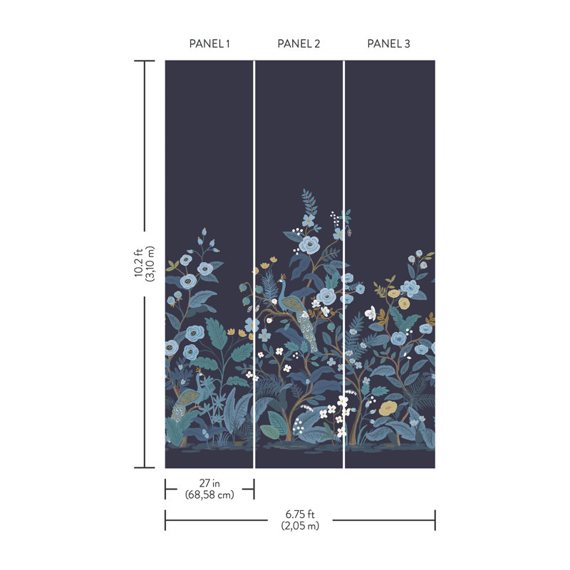 White Peacock Wall Mural, Blue