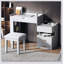 Meuble-lavabo 3 en 1 avec miroir rabattable, éclairage DEL, longueur réglable et grands tiroirs - Coiffeuse multifonctionnelle élégante pour la maison-1218713621