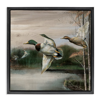 Flying Ducks in Rustic Nature Floating Frame, design by Ruane Manning