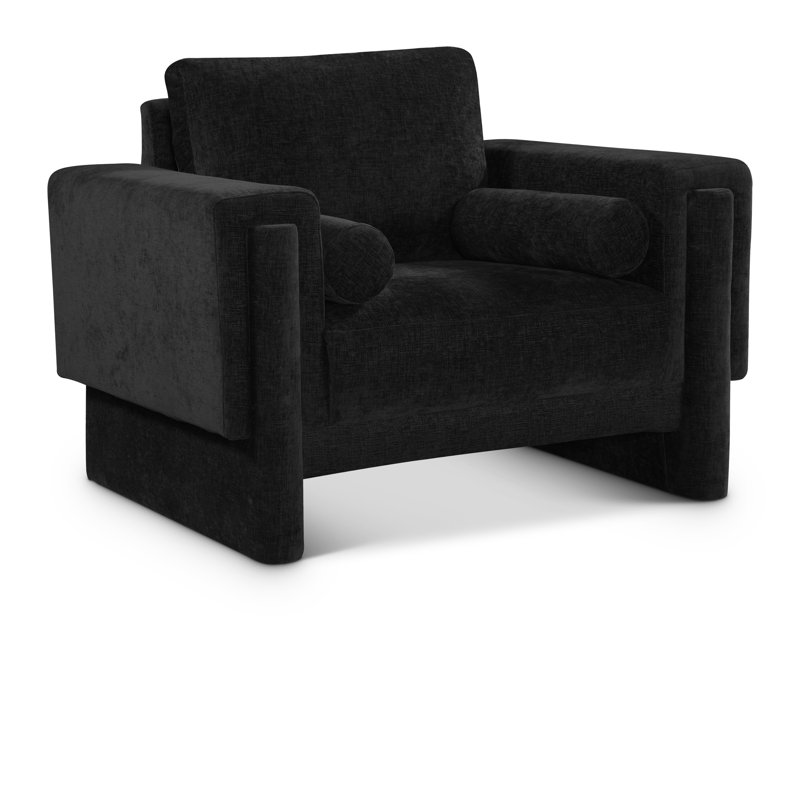 Fauteuil large Izziah conforme à la norme CAL117 de 43,5 po, Tissu chenille noir
