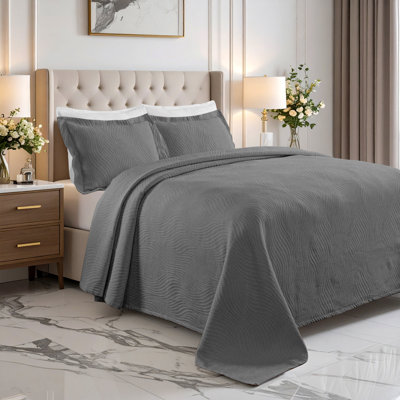 Superior Cascade Wave Cotton All Season 3 Piece Coverlet/Bedspread with Shams