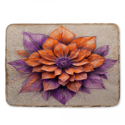 Orange Purple Dahlia Bath Mat