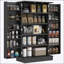 Armoire de rangement pour garde-manger autoportante avec 12 tablettes de porte, portes doubles et tablettes réglables pour une organisation et un attrait esthétiques améliorés-1403813069