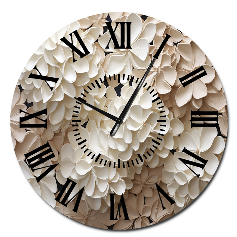 Horloge murale rétro «Minimalisme» Hydrangea II - Hydrangea, Surdimensionné
