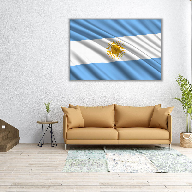 Drapeau argentin flottant - reproduction d'art sur toile, H 16 po x l 24 po