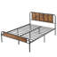 Structure de lit grand Kempst avec tête et pied de lit en bois, grand lit plateforme industriel en métal avec support à lattes robuste, aucun sommier tapissier requis, brun-1593960965-1484010327