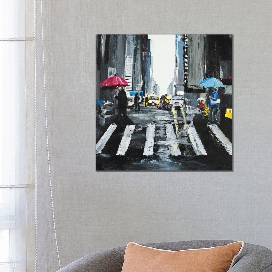 NYC In The Rain von Chelsea Goodrich - Giclée auf Leinwand ohne Rahmen