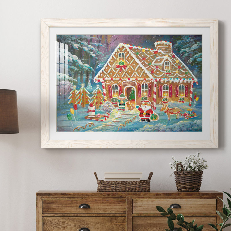 «Santa's Ginger Workshop» par J Paul, reproduction d'art sur papier encadrée, Papier encadré blanc