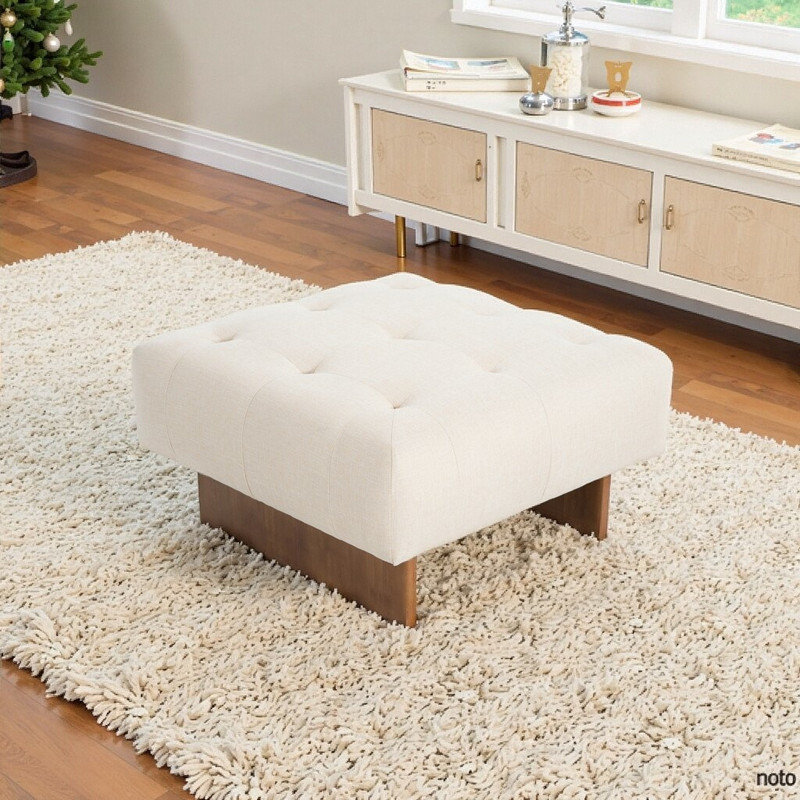 Repose-pieds carré capitonné durable avec pieds en bois massif, banc polyvalent