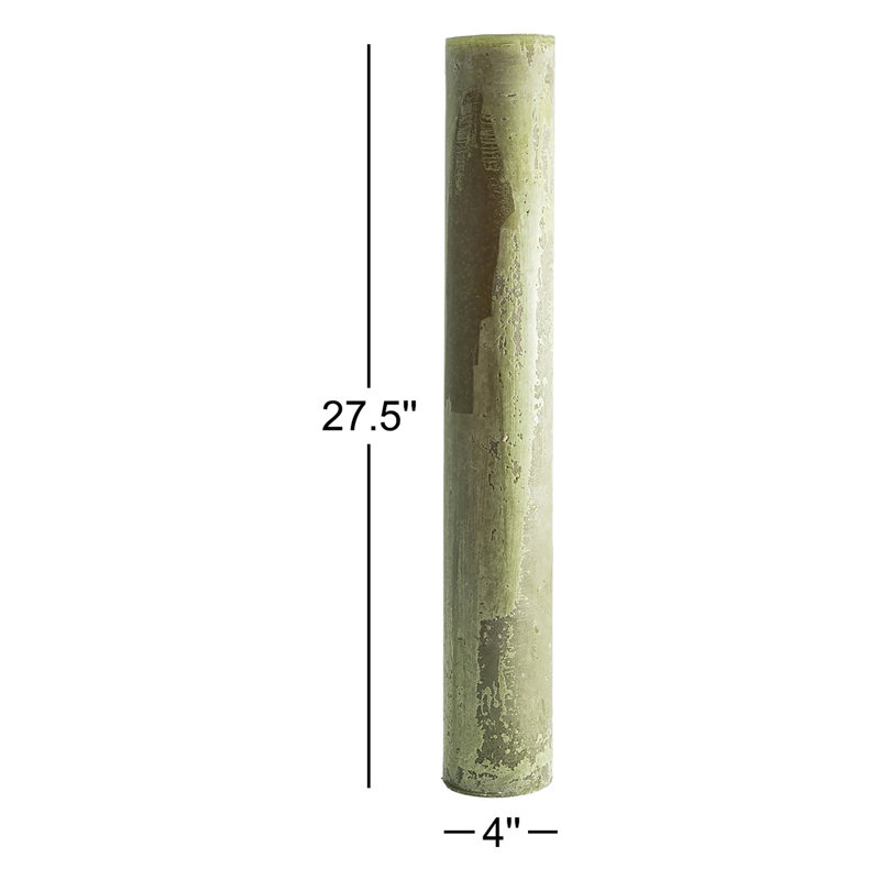 Bougie cylindrique sans parfum, H 27,5 po x l 4 po x P 4 po, Vert foncé