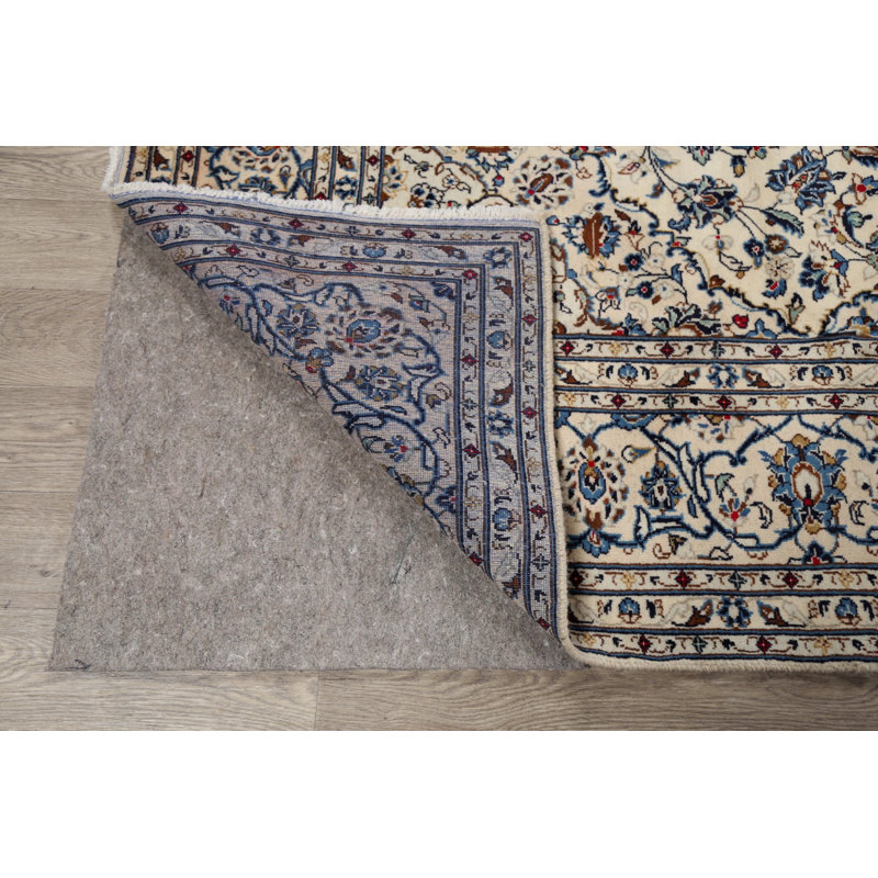 Tapis décoratif en laine noué à la main de conception unique ivoire de 6 pi 5 po x 9 pi 8 po Orason