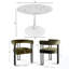 Ensemble de table de salle à manger pour 2 personnes avec table ronde et 2 fauteuils rembourrés en velours-133587155
