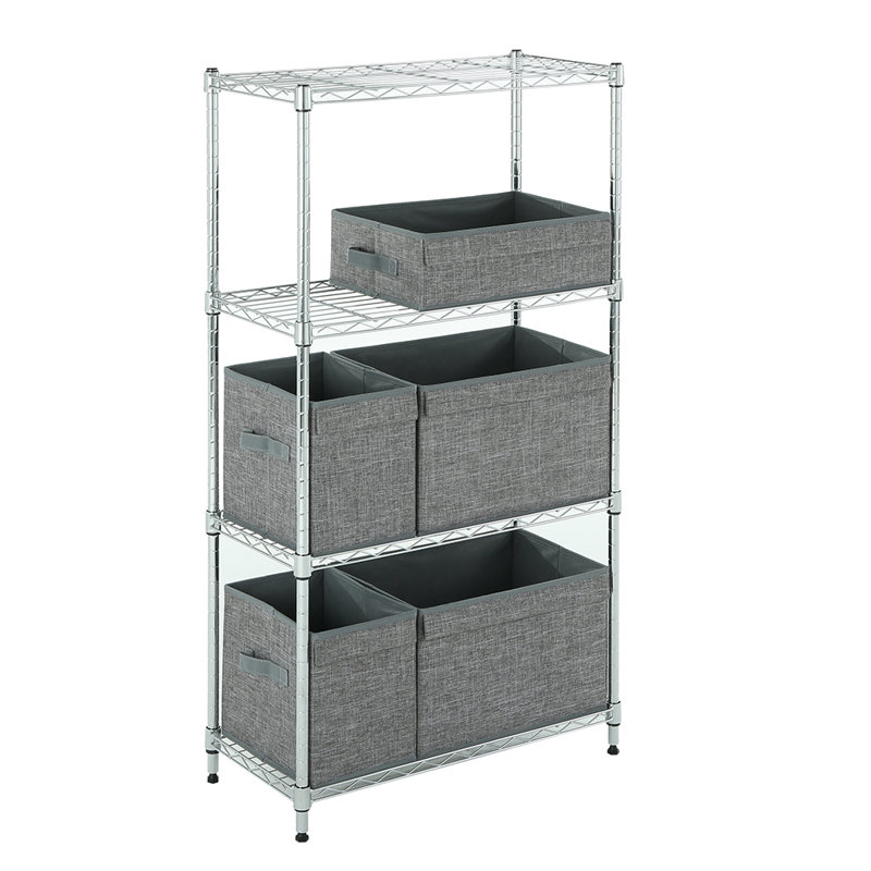 Rayonnage 4 niveaux Jennnifer, H 45,5 po x l 25,6 po x P 11,8 po, Chrome