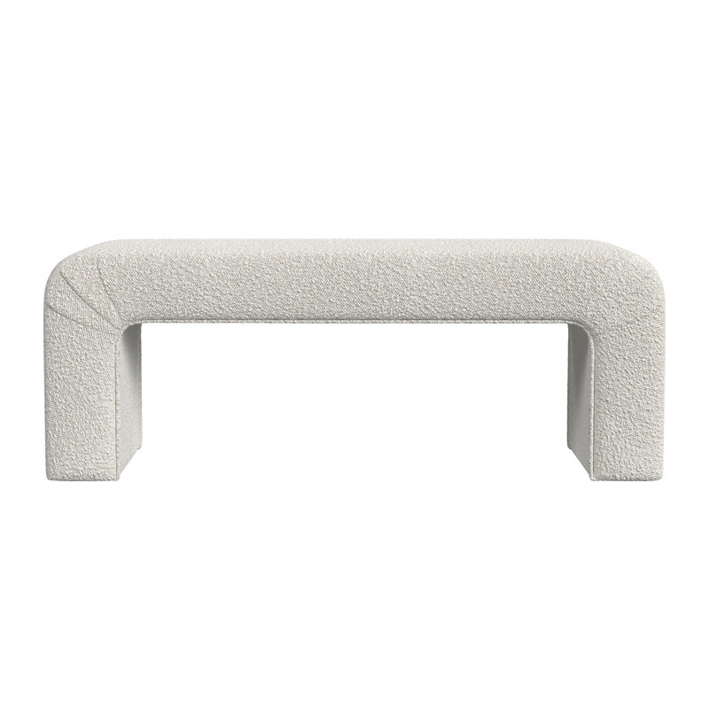 Ebern Designs Jayni Arch Channel Bench, Cream Boucle