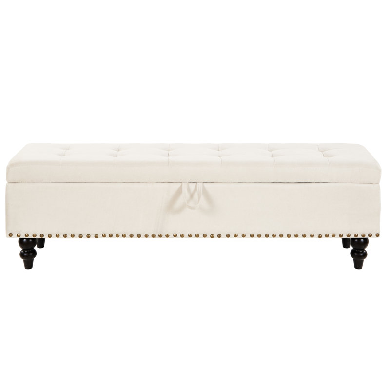 59" Storage Bed Bench In Beige, Contemporary Design For A Comfortable Home Interior Multifunctional Beige Fabric, Life, Beige