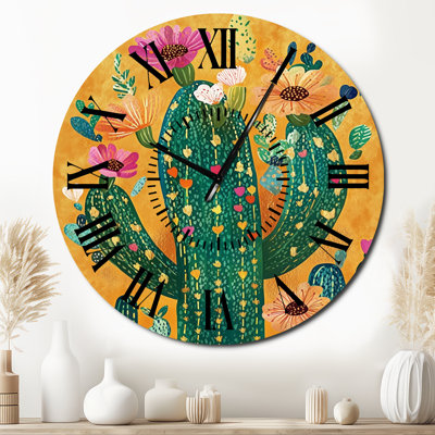 Cactus Garden of Mexico - Southwestern Large Metal Wall Clock
