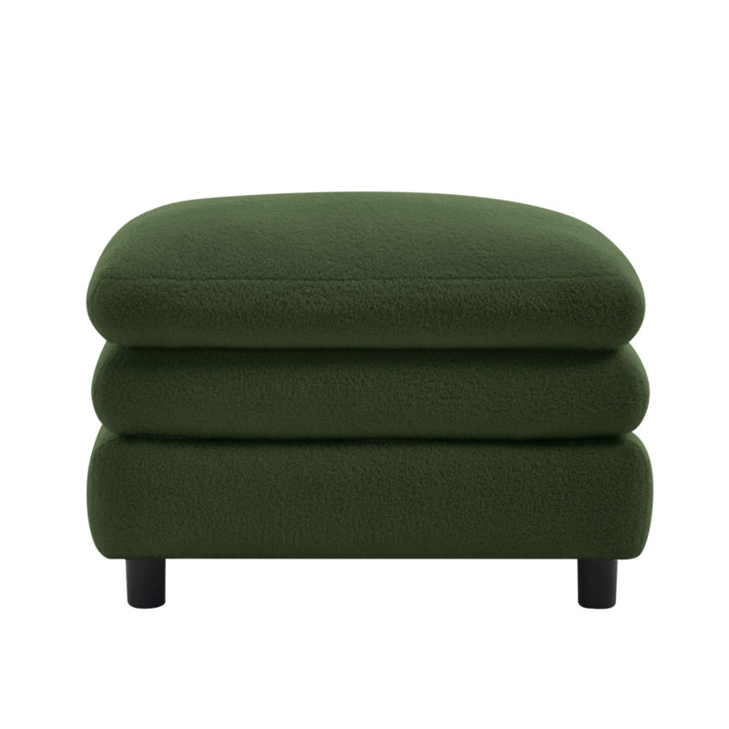 Vitoria Curved Ottoman Teddy Fabric, Green