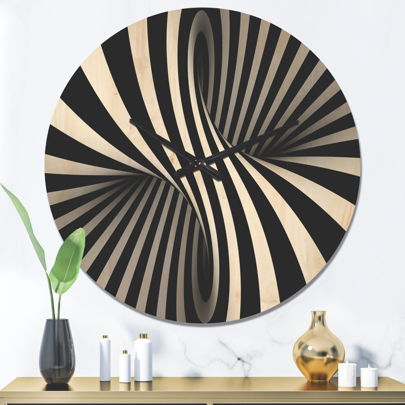 Horloge murale moderne en bois noir et blanc, Très grand