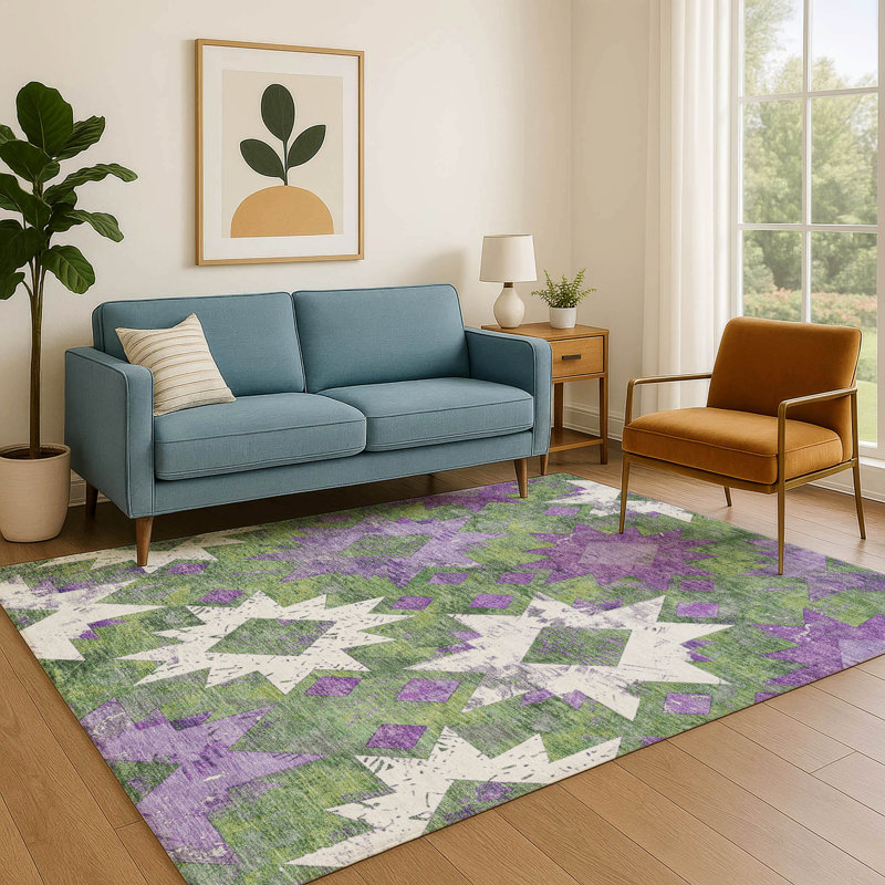 Premium Machine Washable Fairwood AMF1879 Aztec Rug, Rectangle 10' x 14'