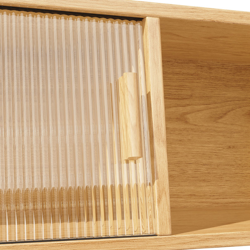 Tall Kitchen Cabinet with Glass Sliding Doors – Vintage Storage, 174.5cm, Wood