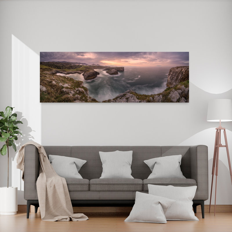 «Wild Coast Sunset», art dramatique paisible, paysage côtier serein, H 20 po x l 60 po