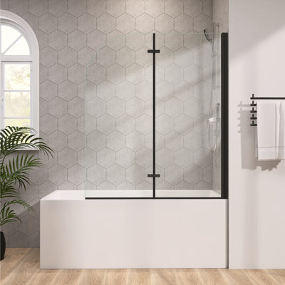 48"" W x 58"" H Frameless Hinged Bath Tub Shower Door with 1/4 in.(6mm) Tempered Glass -  GETPRO, 4858-A-MB Tub Door