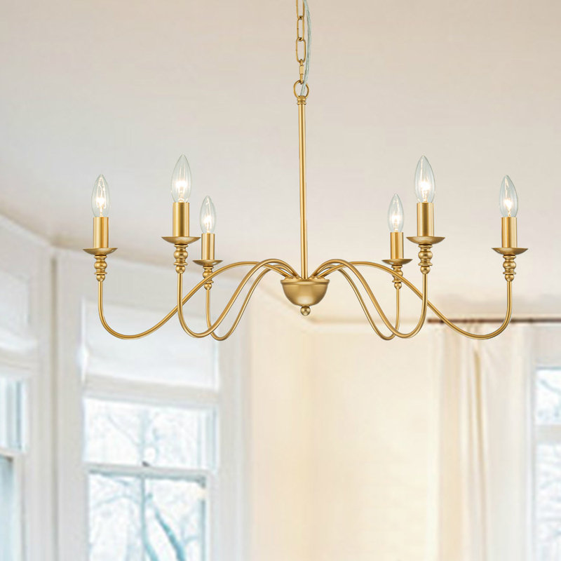 Enspijk 6-Light Dimmable Classic/Traditional Iron Chandelier, Gold
