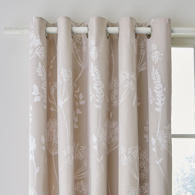 Meadowsweet Floral Jacquard Curtains Two Panels, 168 W x 183 D cm, Natural