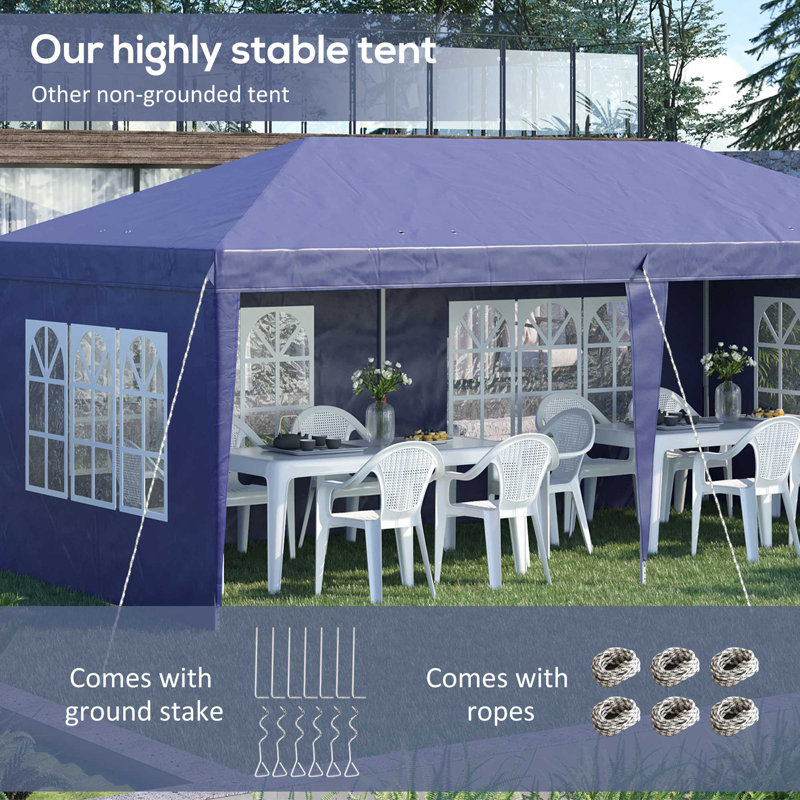 6m x 3m Steel Pop Up Canopy, Blue