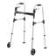 Folding Walker, 2-Button Foldable Walker with 5" Wheels & 8-Level Adjustable Height, 350LBS Loading Lightweight Aluminum Mobility Walking Aid, Front-Wheeled Rolling Walkers for Seniors Adults