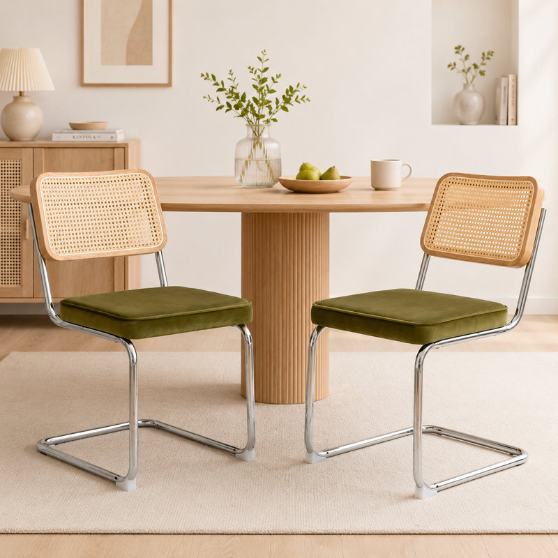 Chaises de salle à manger en velours avec structure en métal (ensemble de 4) Marklesburg