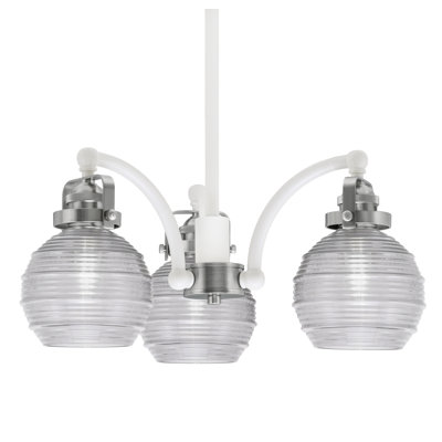 Easton 3 Light Downlight Chandelier With Clear Ribbed Glass