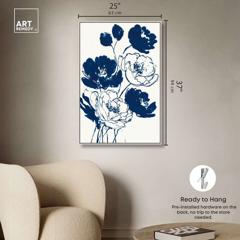 «Inkwell Anemone II», reproduction d'art sur toile encadrée par Art Remedy, cadre argenté, 24 x 36, 37"H x 25"W, Silver Frame