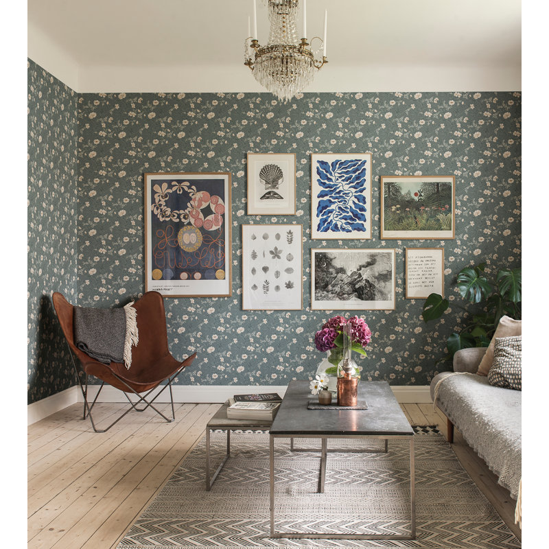 Lofstad Floral Wallpaper Roll, Gray