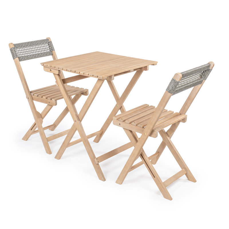 Ensemble bistro de patio d'extérieur pliable 3 pièces Sitges Coastal