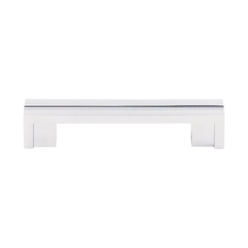 Flat Rail Bar pull, Polished Chrome, 3 1/2" Center to Center