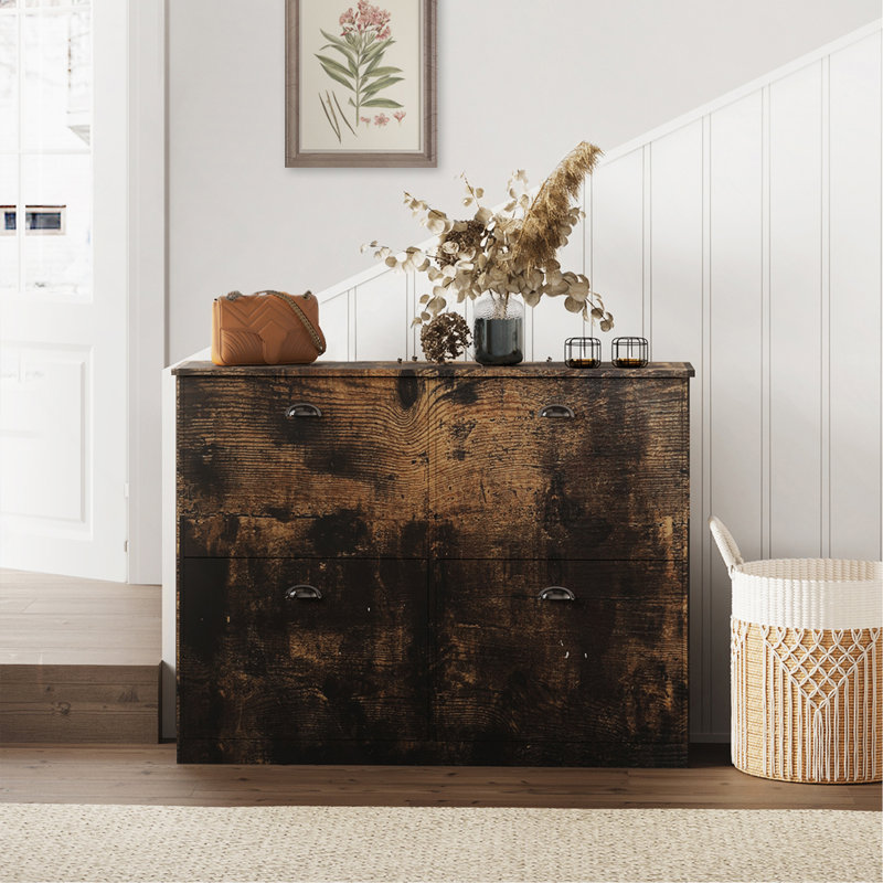 Range-chaussures, étagère à chaussures étroite et étroite avec 4 tiroirs pour vestibule, vestibule, couloir et chambre à coucher