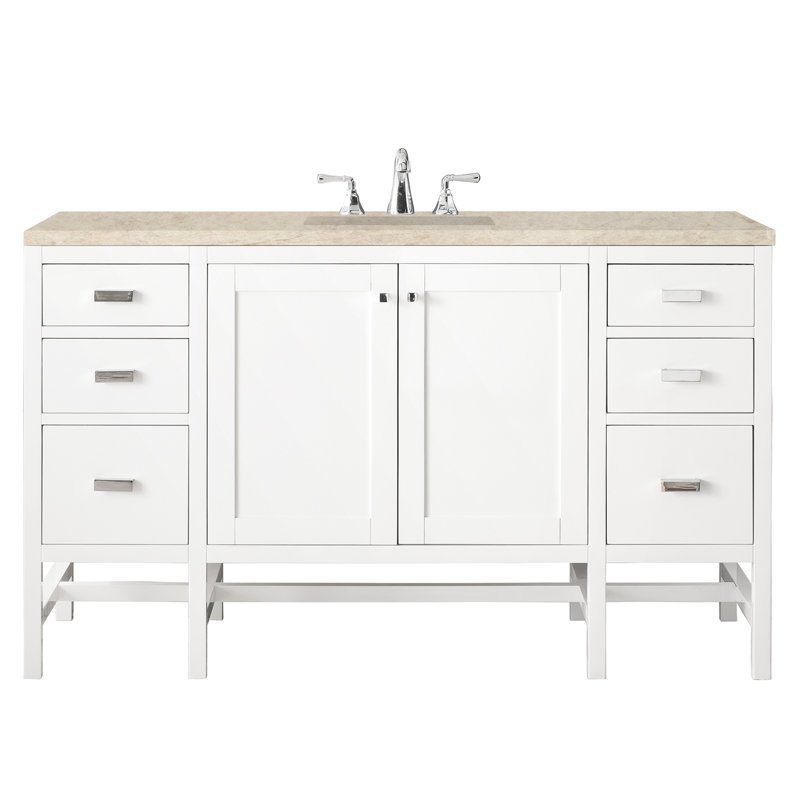Addison 60'' W Single Vanity, Glossy White, 8" Widespread, Tajnar Eclos